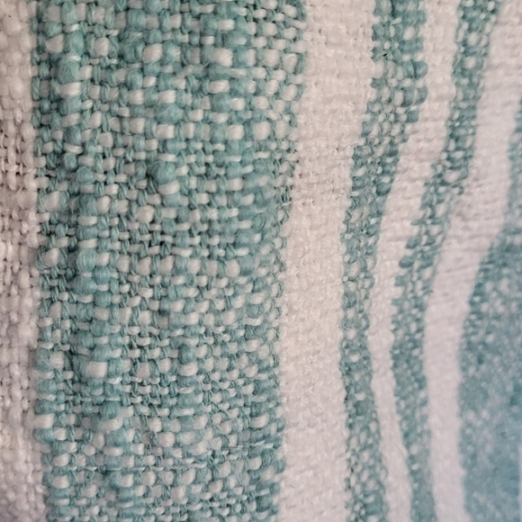 Beachy Woven Textured Cotton Throw Rug with Fringe - Picture 2 of 7